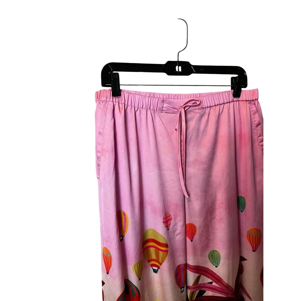 Soma Women's Satin Pajama Pants Wide Leg Large Colorful Air Balloon